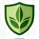 Icon representing a commitment to environmental responsibility, a leaf inside a shield.